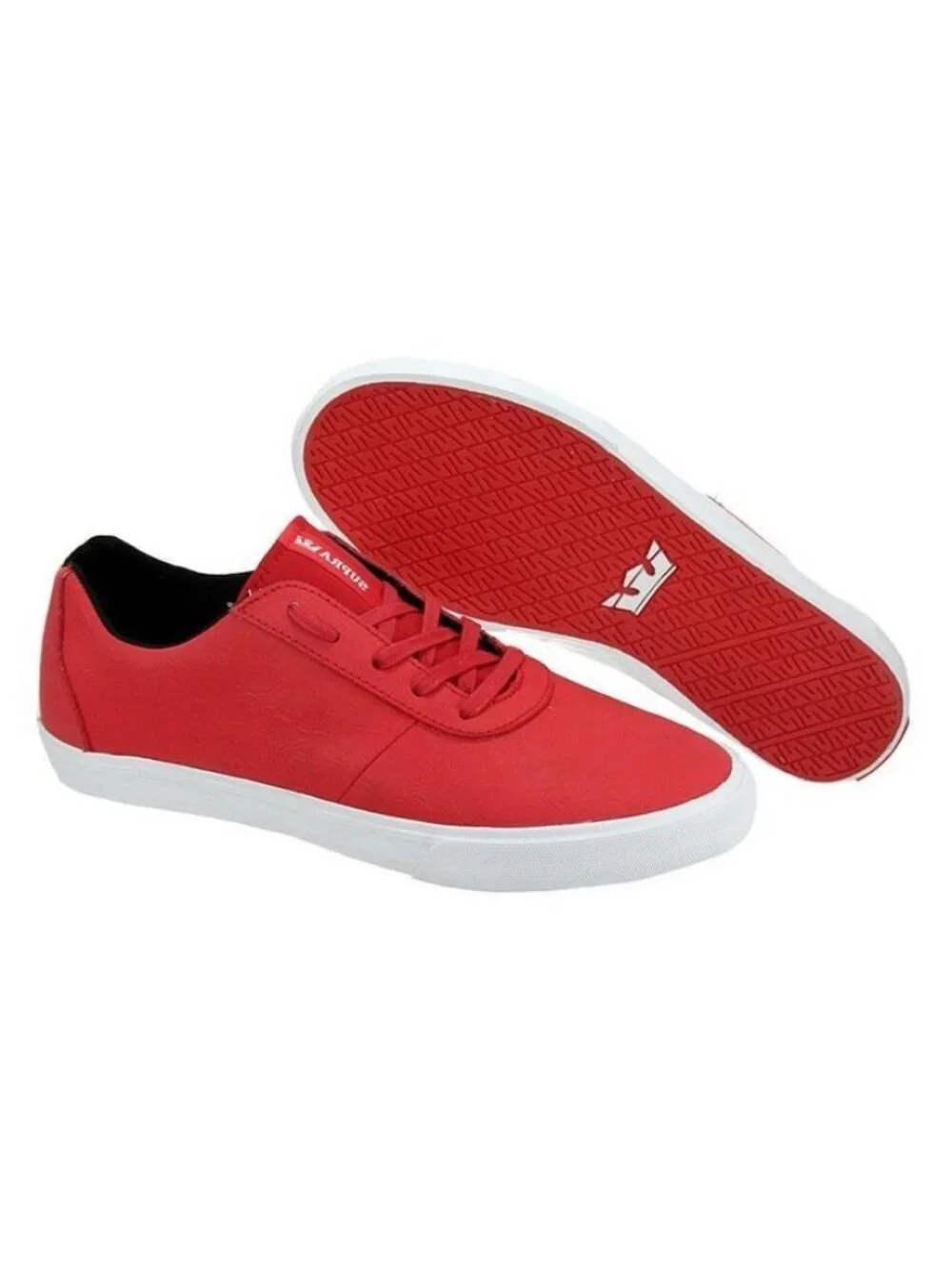 $90 Supra Cuttler Low Fashion Sneakers Chili Red Wrinkled Satin Tuf Size 9